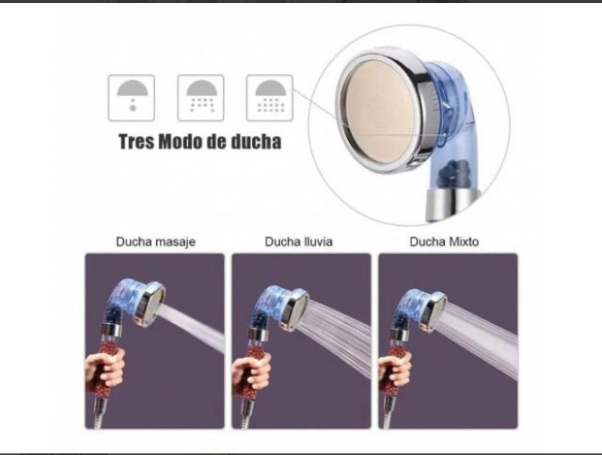Telefono Ducha A Presión Lluvero Filtro Piedras Kit Completo