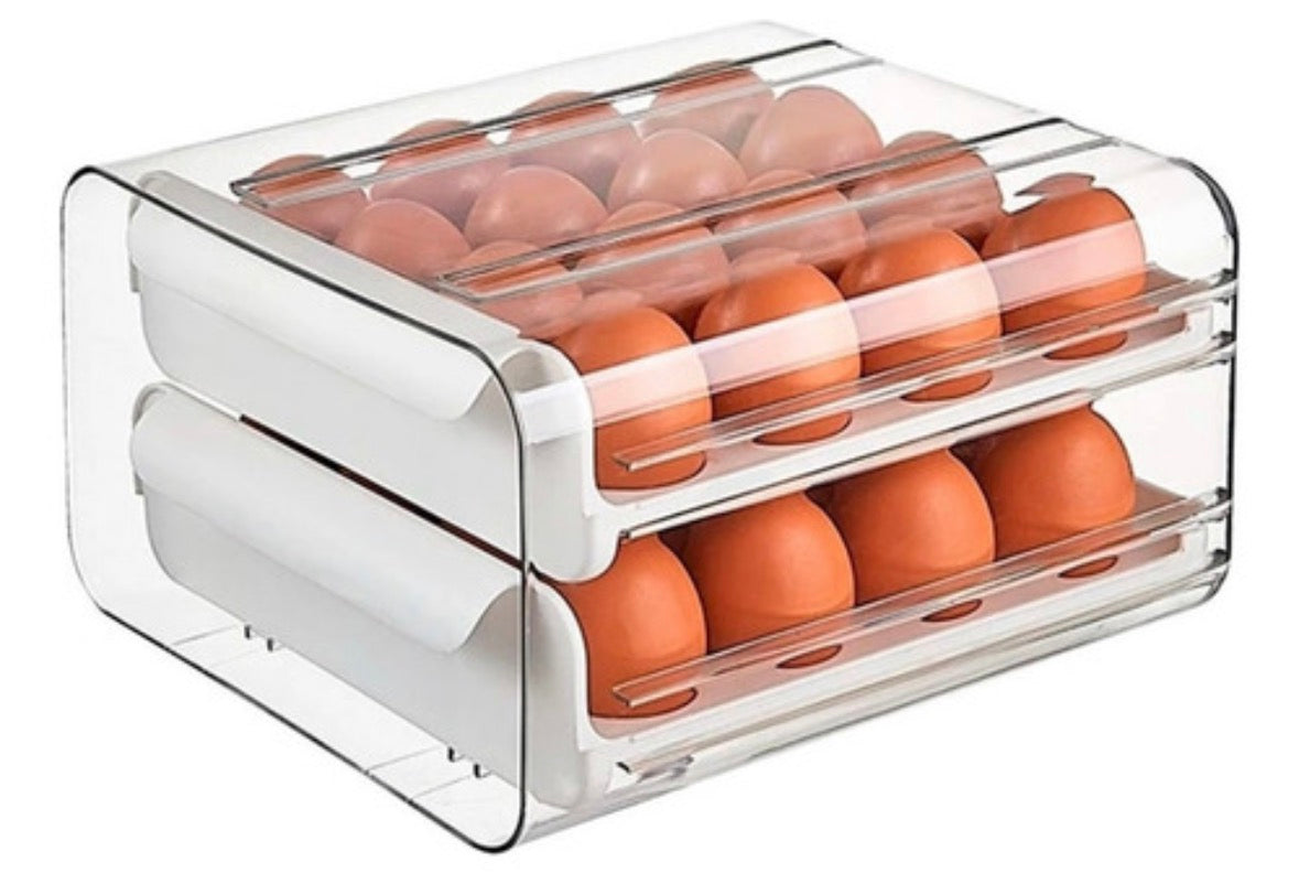 Huevera Organizador Doble Piso Apilable Para 32 Huevos