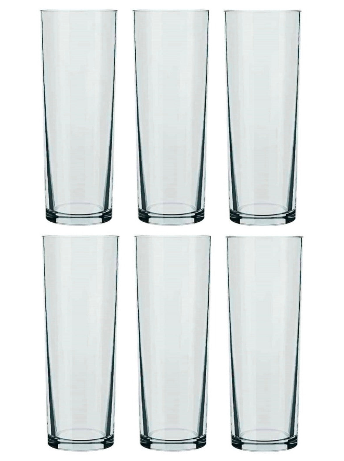 Set x6 Vasos De Vidrio Largo 315ml En Caja