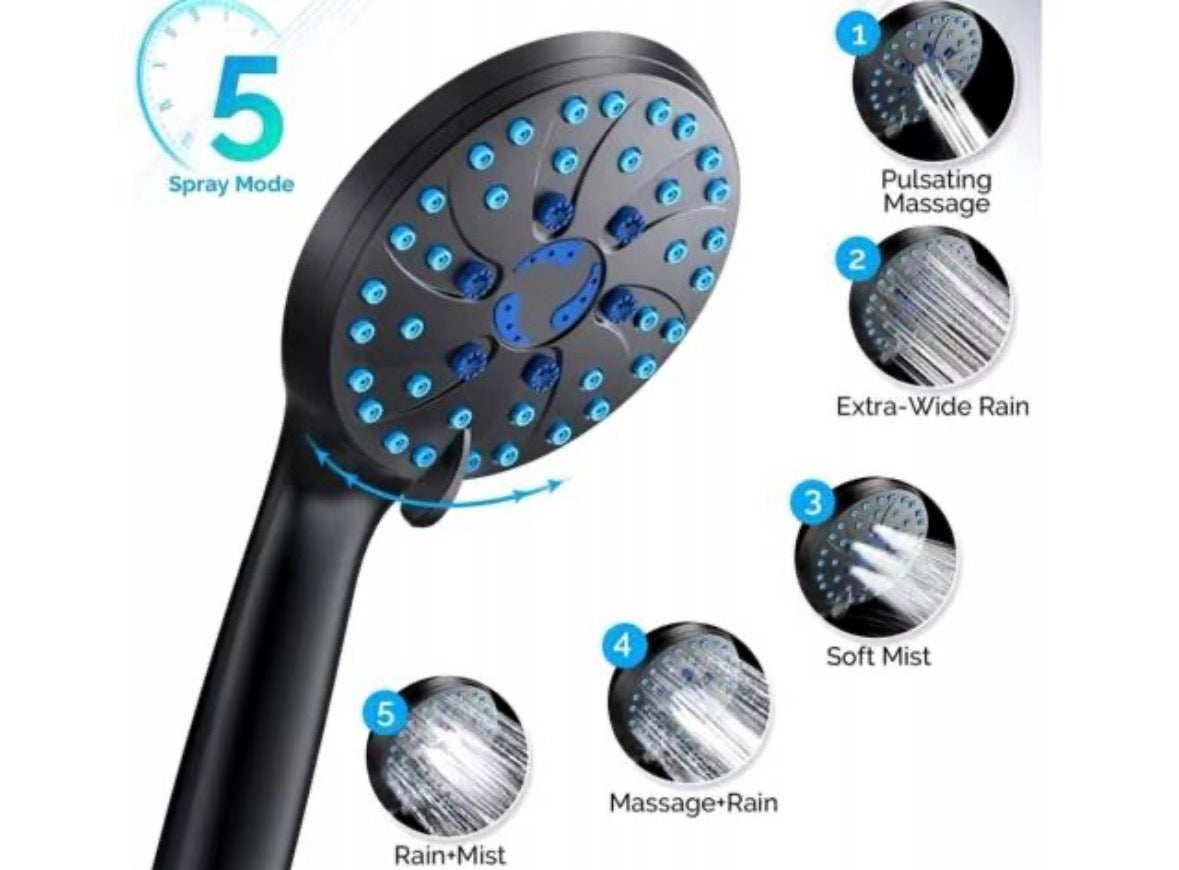 Duchero Cabezal Alta Presion Hidromasaje Ducha 5 Modos