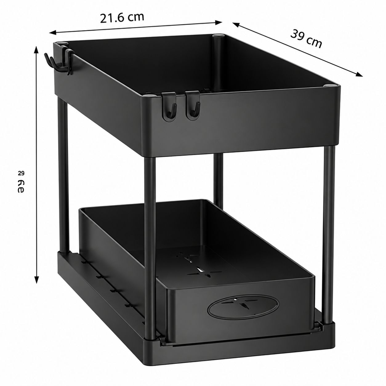 Organizador Multiuso Alacena Bajo Mesada De Metal 2 Niveles con Cajón