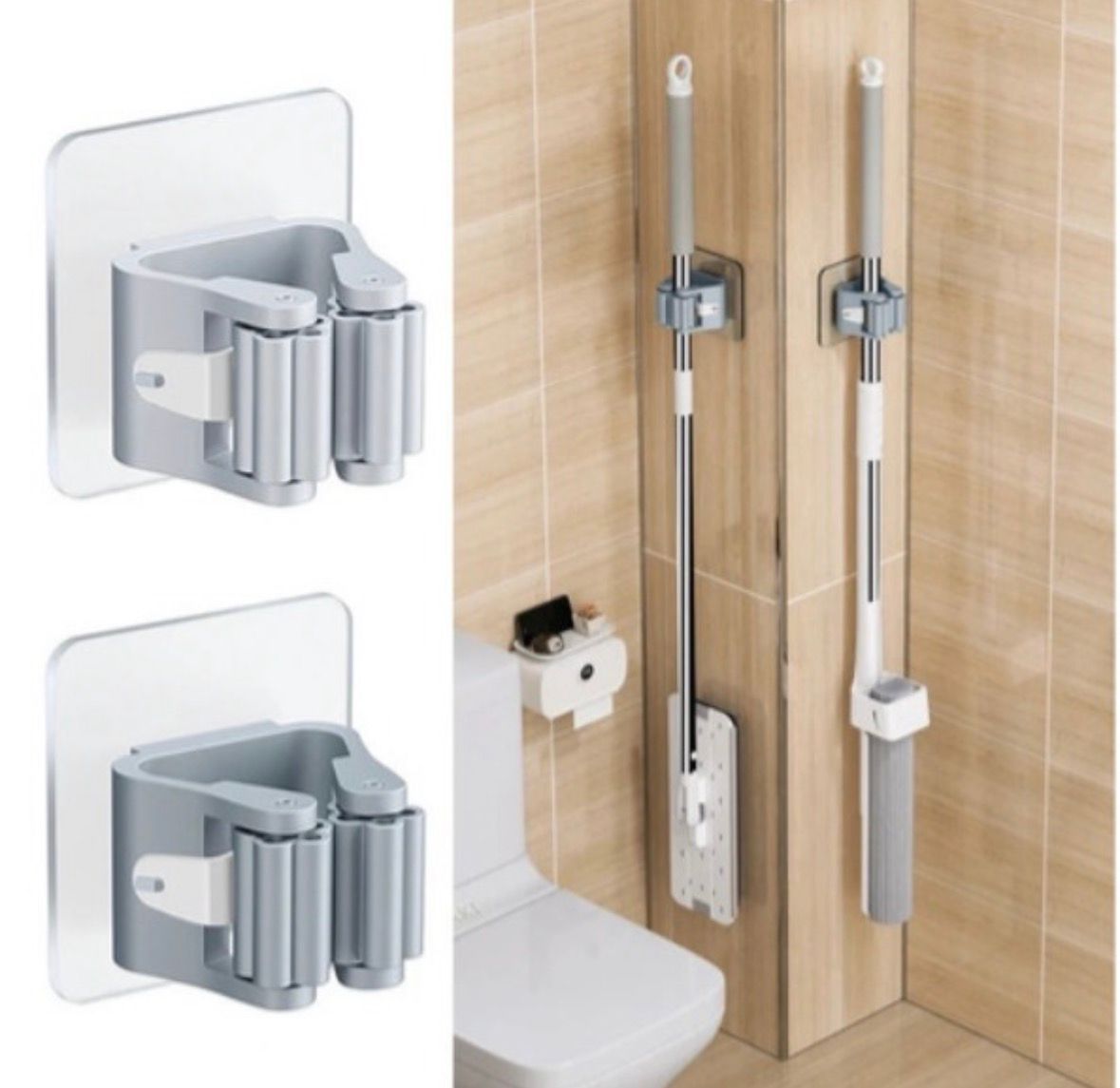 Set 2 Soportes Individuales Autoadhesivos Para Colgar Escobas Palas o Lampazos