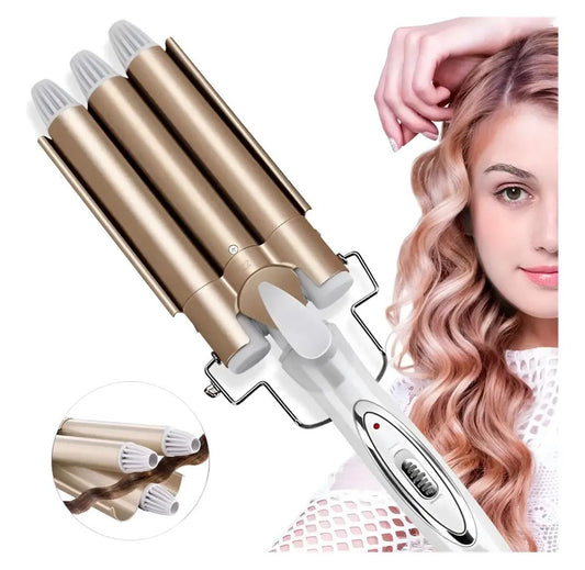 Buclera Kemei Triple Tubo Rizador De Pelo Ondas Perfectas Cabello