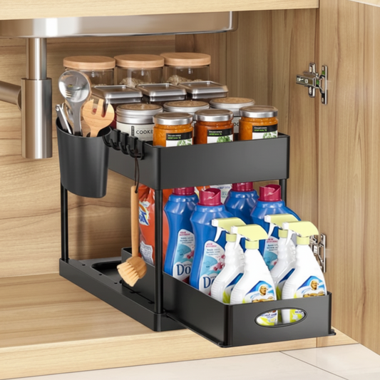 Organizador Multiuso Bajo Mesada Cocina Baño 2 Niveles
