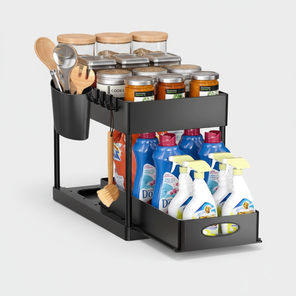 Organizador Multiuso Bajo Mesada Cocina Baño 2 Niveles