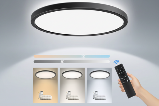 Plafón Led Smart Luminaria De Techo Metálico Luz Fria Calida y Neutra Con Control Remoto