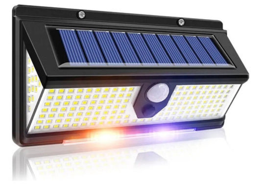 Foco Solar Exterior 190 Led 4 Modos Luz SOS Con Sensor Movimiento