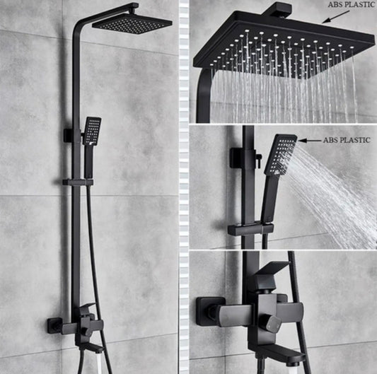 Duchero Barral Monocomando De Ducha Baño Moderno Negro Mate
