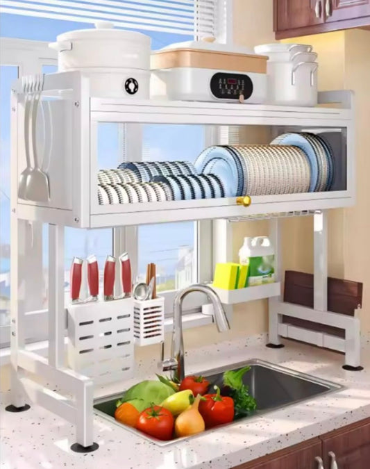 Escurridor Organizador Guarda Platos Con Puerta Sobre Pileta Premium