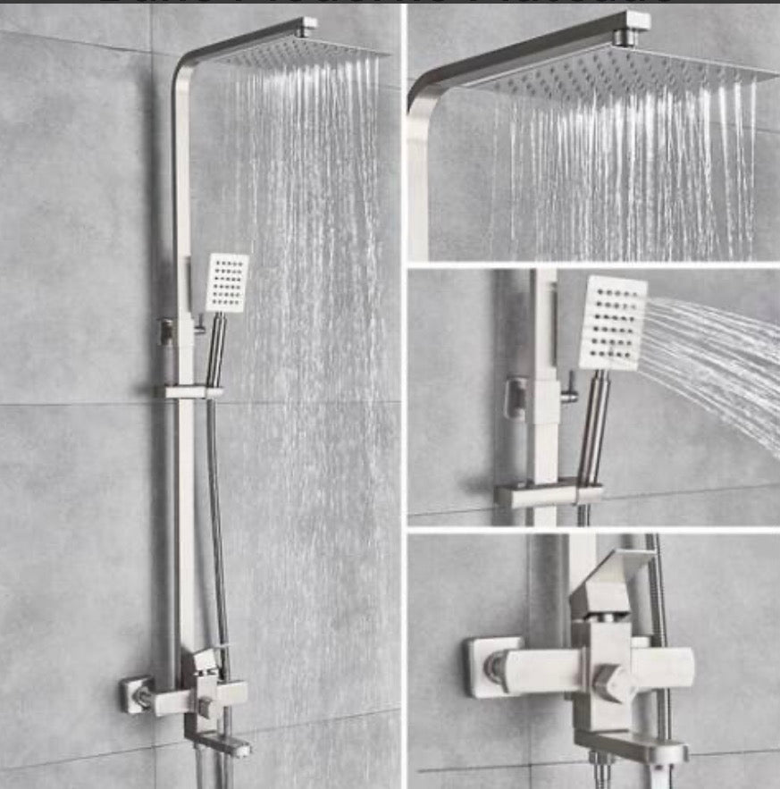 Duchero Barral Monocomando De Ducha Baño Moderno Plateado