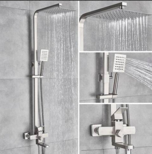 Duchero Barral Monocomando De Ducha Baño Moderno Plateado