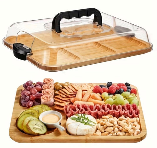 Tabla Picadas Copetinera Madera Bandeja Con Tapa