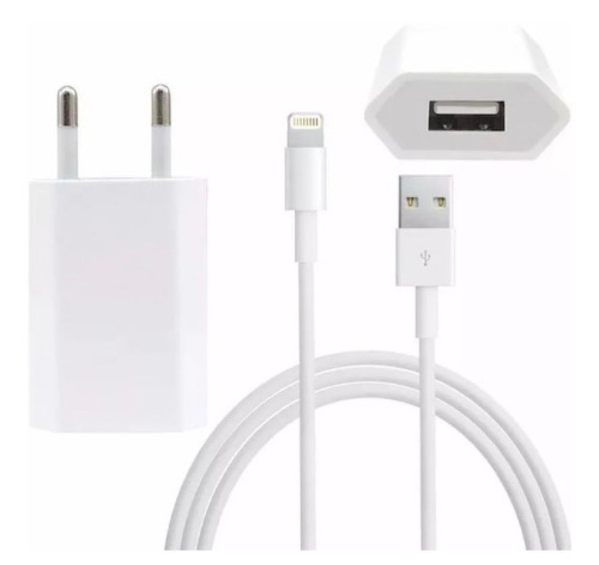 Cargador Ficha + Cable iPhone 2 Metros 5 6 7 8 X Plus Xr Xs