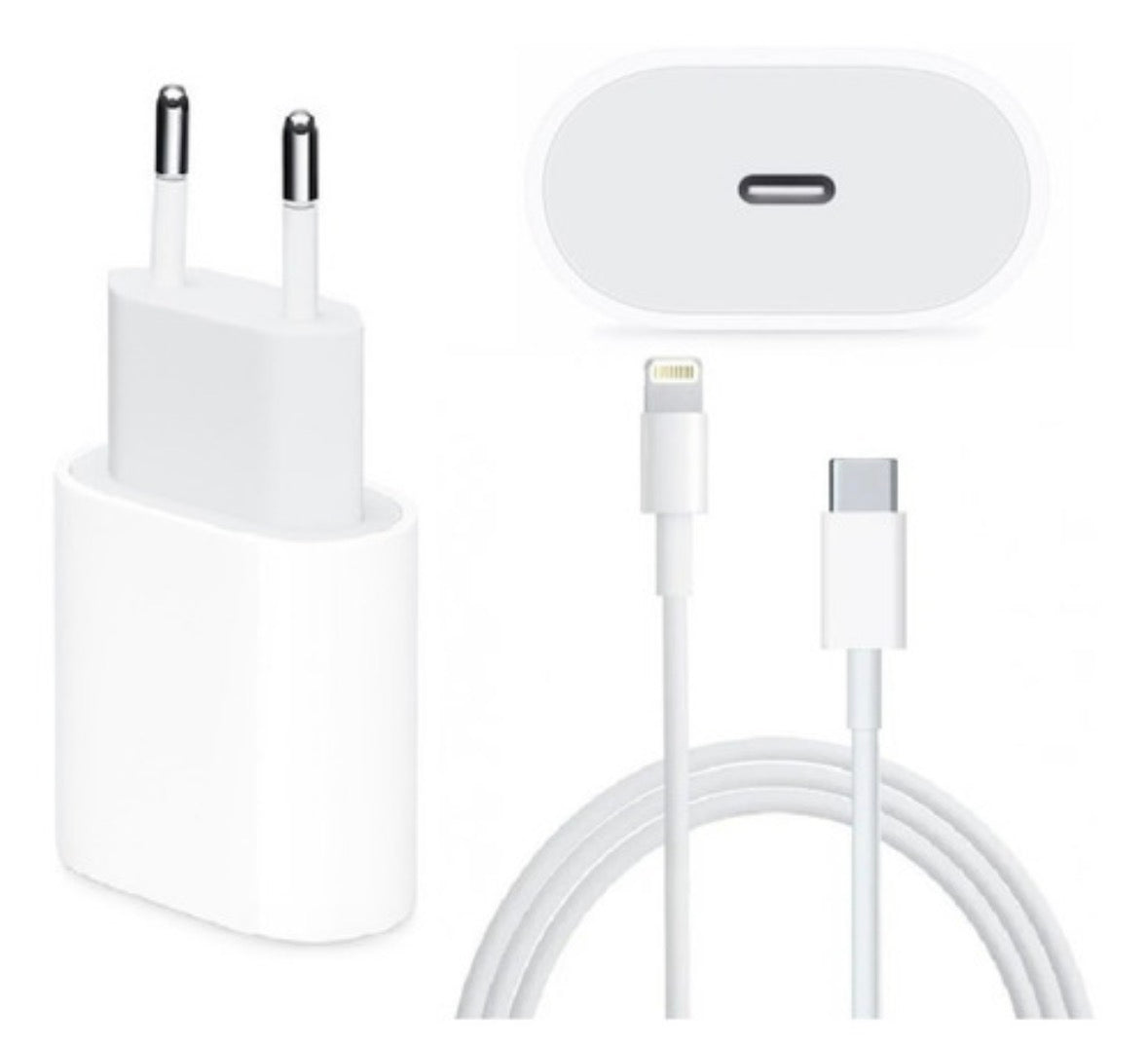 Cargador iPhone Carga Rápida 20w Tipo C + Cable Lightning Usb-c