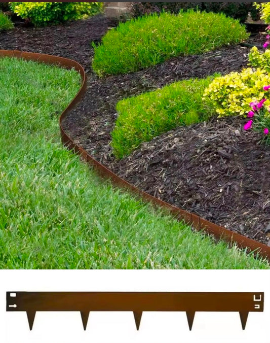 Flejes Limitadores Canteros Jardin Cesped Pasto En Acero Corten Marron 1 Metro