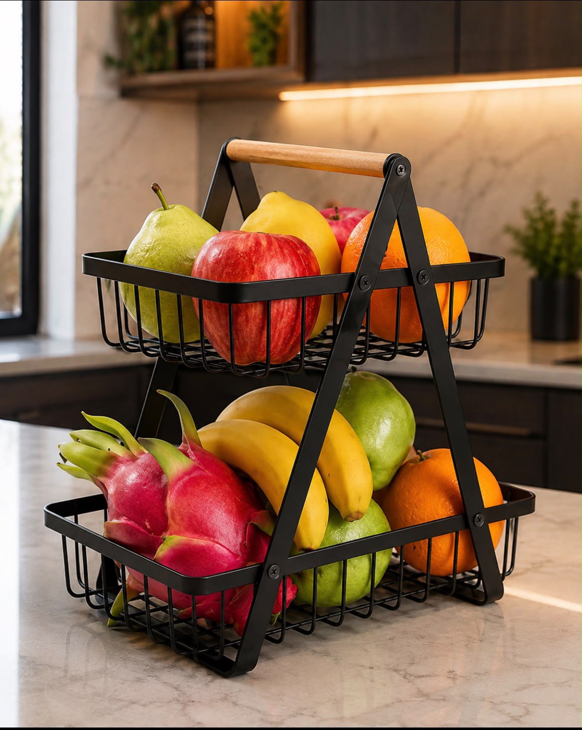 Organizador De Metal 2 Bandejas Frutero Multiuso Cocina