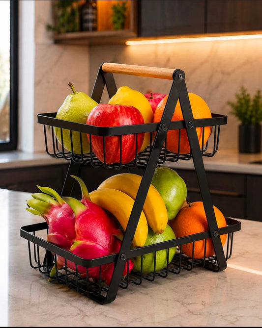 Organizador De Metal 2 Bandejas Frutero Multiuso Cocina