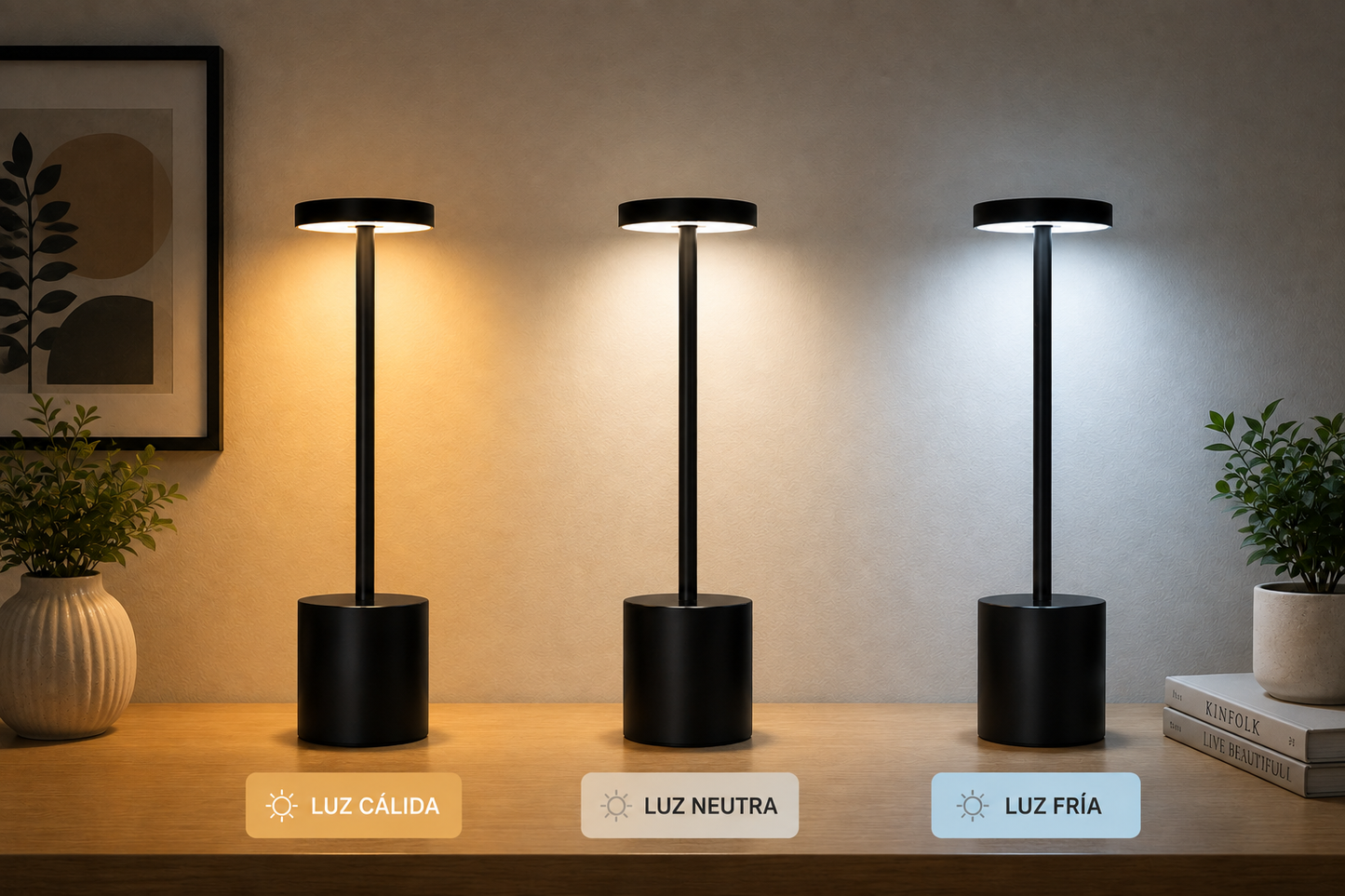LAMPARA LED MESA ESCRITORIO REGULABLE AL TACTO INALAMBRICA