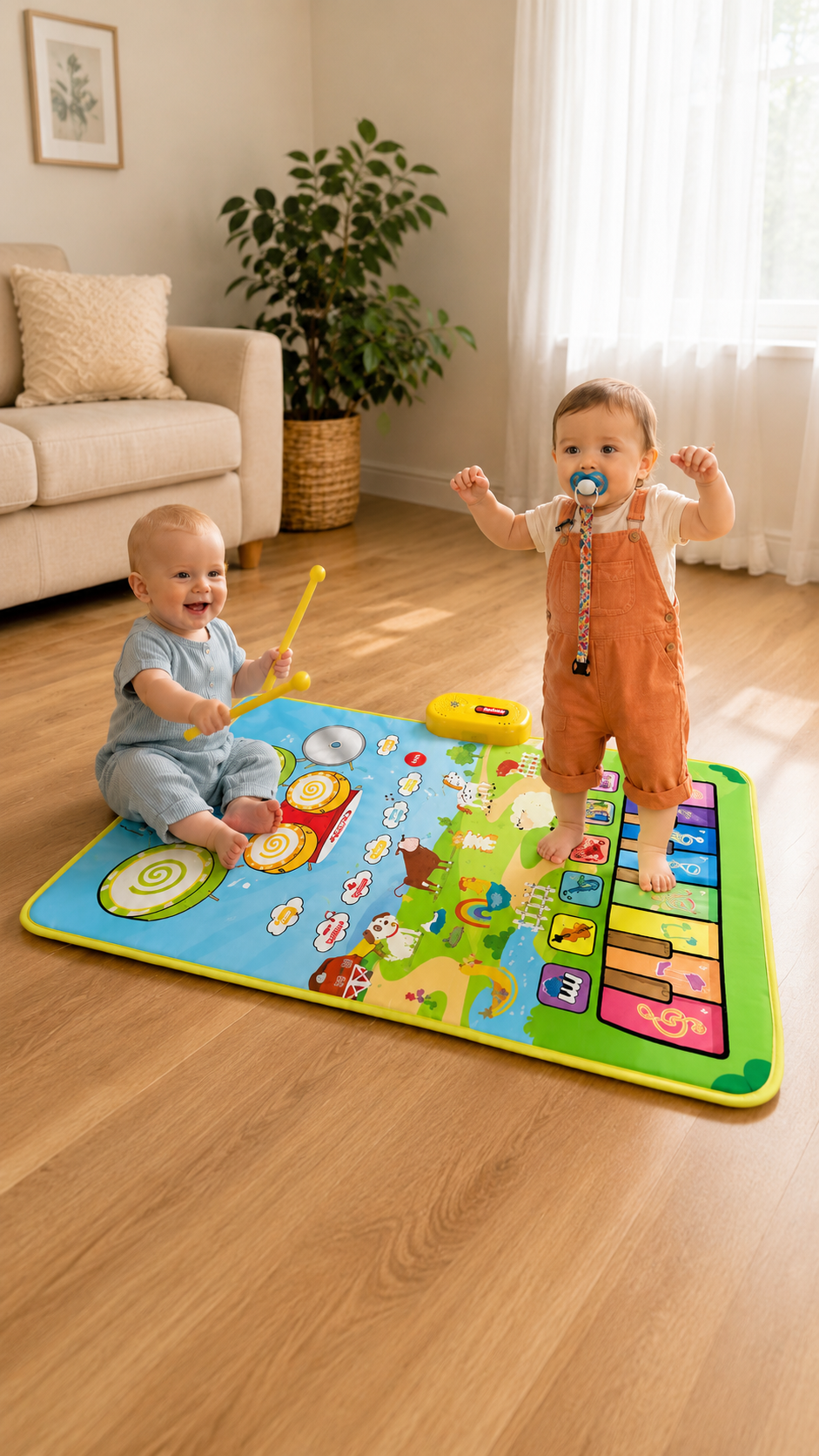 Alfombra Piano Bateria Musical Para Niños Bebé Sonido Animales 50x80cm