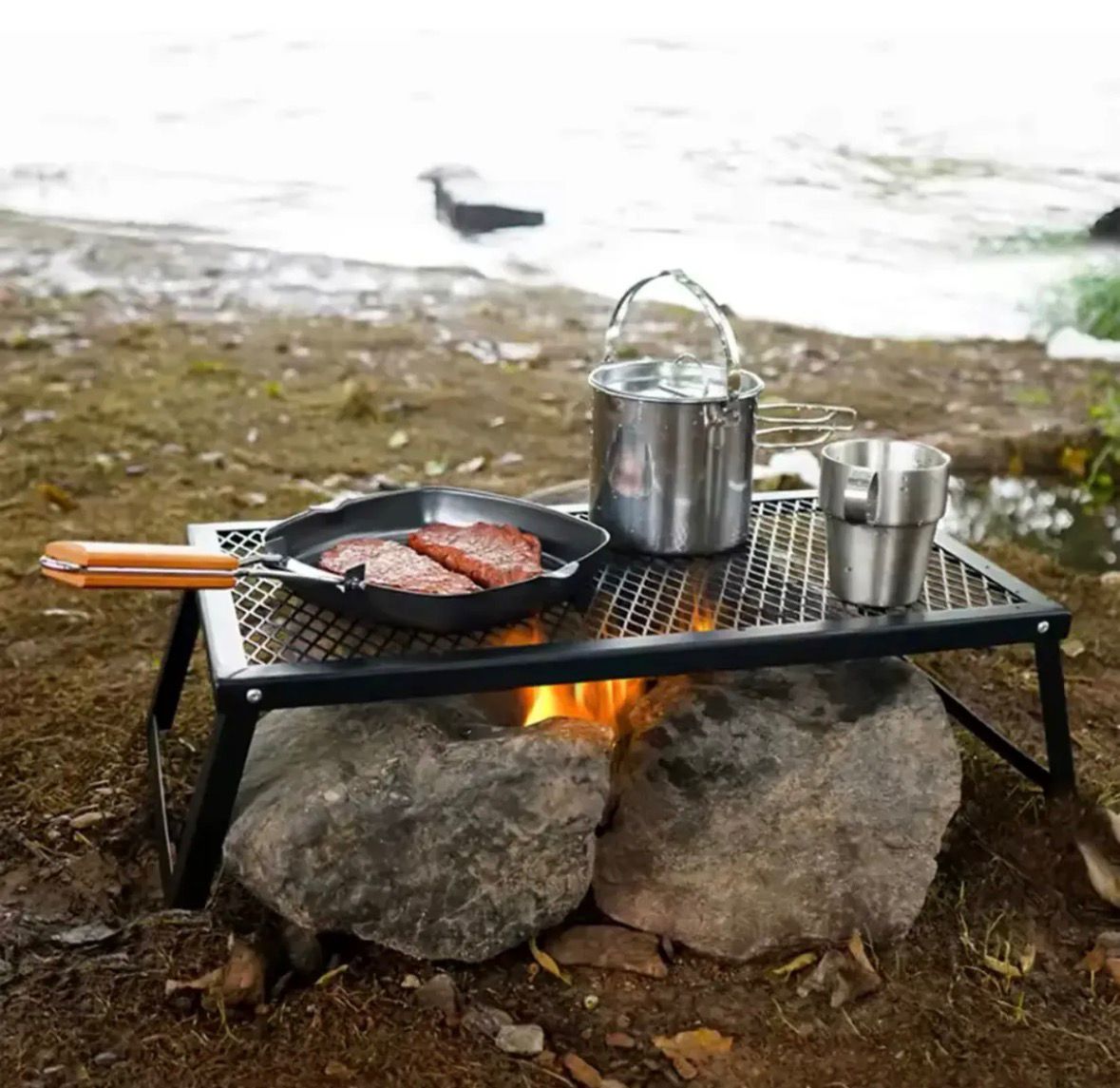 Parrilla Patas Plegable Acero Camping Parrillero Motorhome