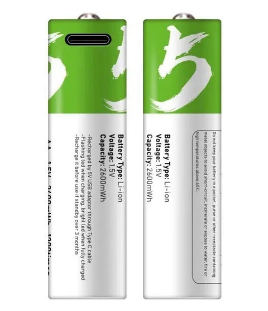 Pilas Recargables Aa 2600mah Pack X2 + Cable Usb-c