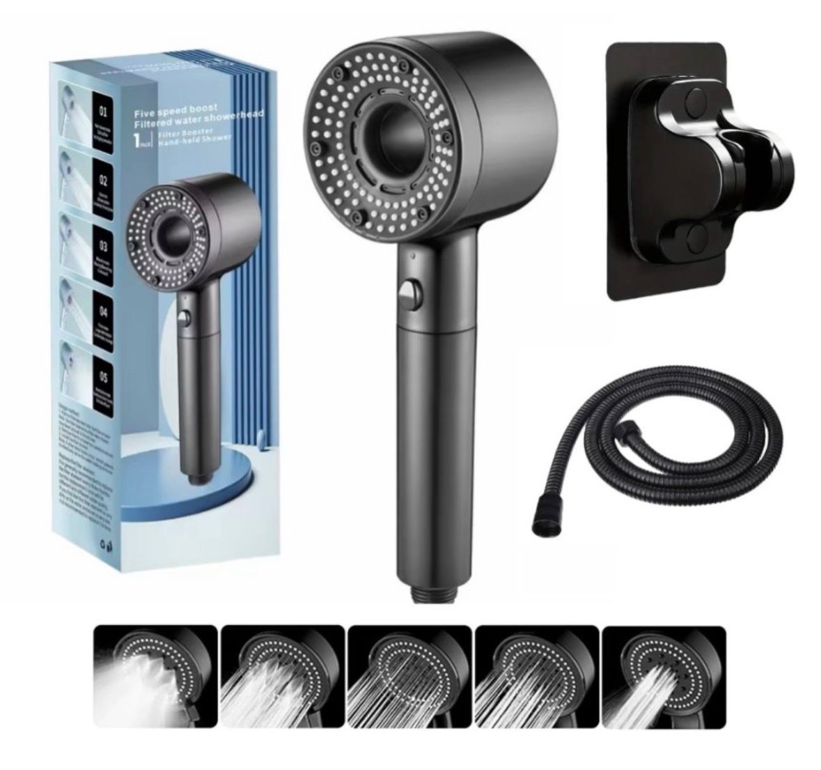 Kit Completo Teléfono Ducha A Presión Lluvero 5 Modos