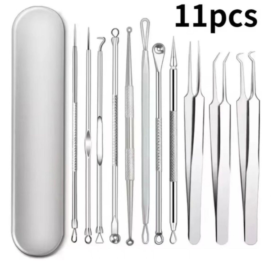 Set Aguja Quita Puntos Negros Granos Acero Inox + Estuche