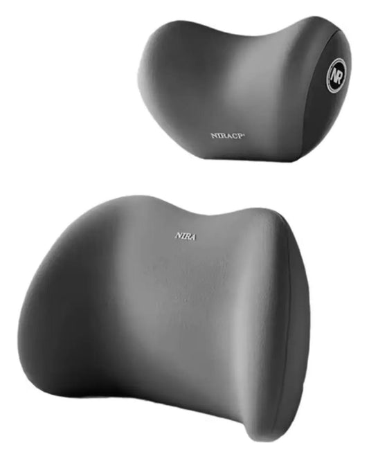 Set 2 Almohadas Espuma Vicoelastica Para Auto Cojin Anti Dolor Lumbar y Reposa Cabeza Cuello