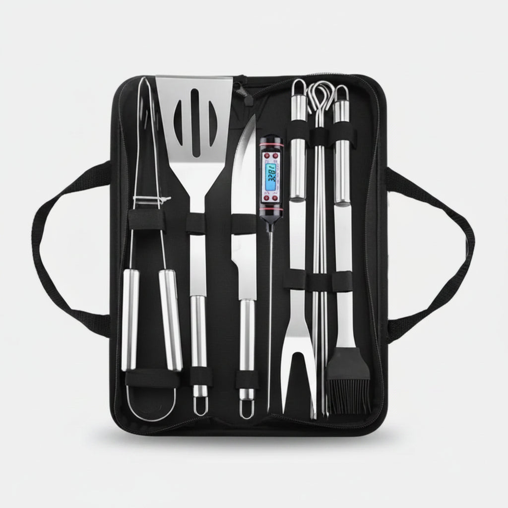 Set Asador Juego Parrillero 10 Piezas Con Estuche